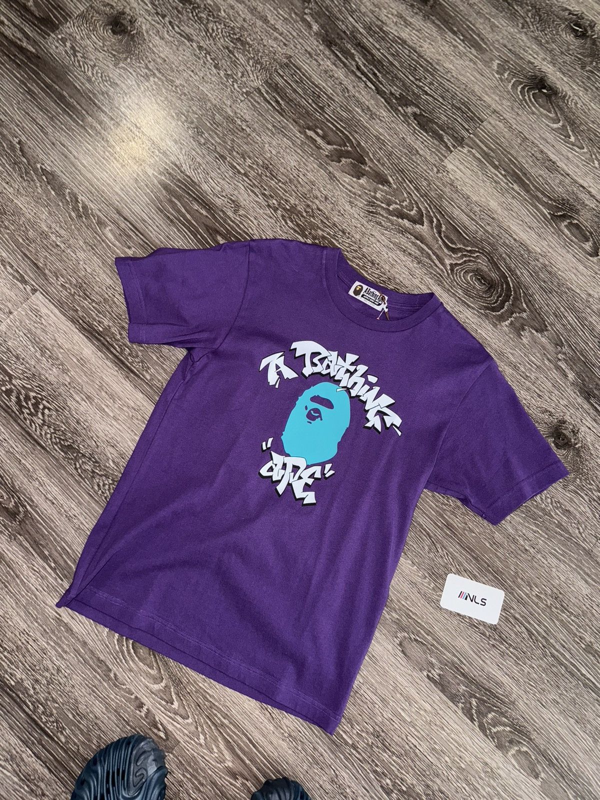 image of Bape Graffiti College Tee in Purple, Men's (Size Small)