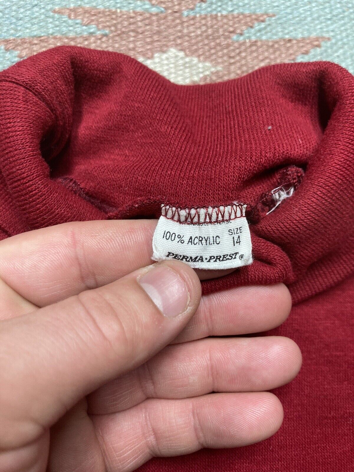 Vintage 70s t shirt turtleneck soft acrylic blank boys 14 baby tee Size XS / US 0-2 / IT 36-38 - 3 Thumbnail