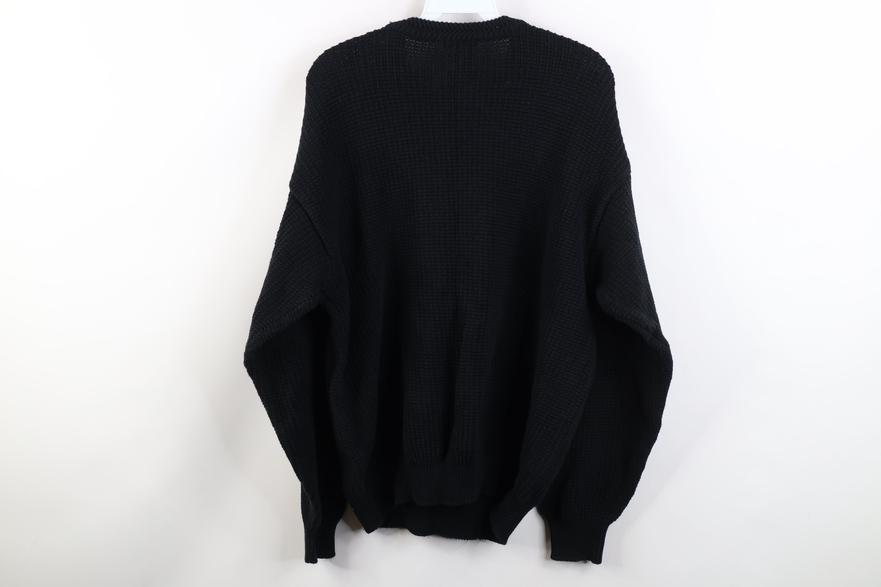 Vintage Vintage 90s Streetwear Ribbed Thermal Knit Sweater Black Size US L / EU 52-54 / 3 - 7 Thumbnail