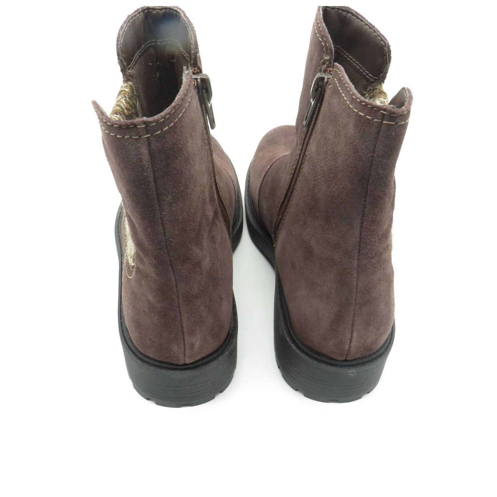 Clarks Clarks Women's Brown Suede Ankle Boots Knit Panels Side Zipp Size US 7 / IT 37 - 3 Thumbnail