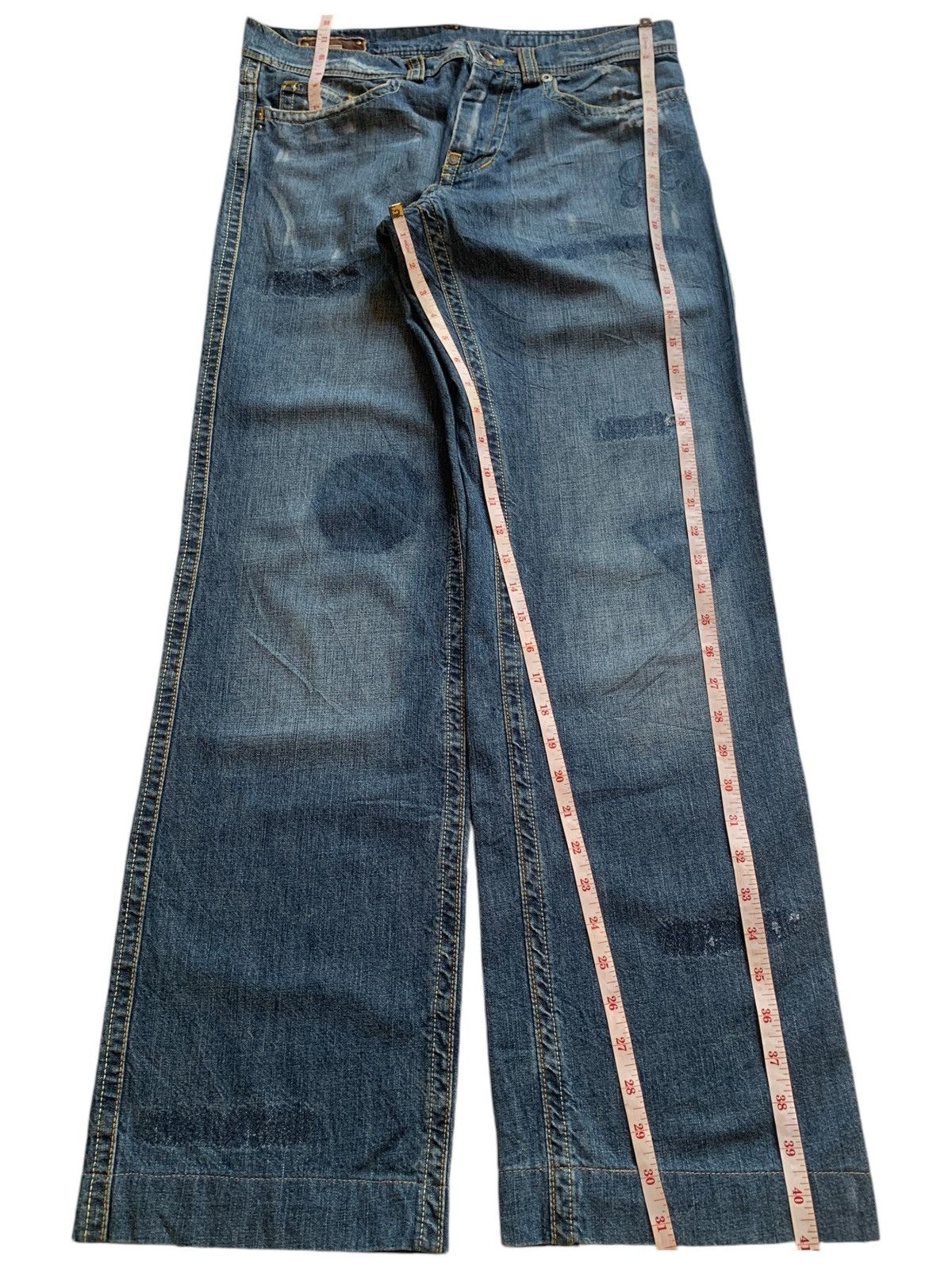 Japanese Brand SALES🔥Vintage Japanese Brand Blue Wash Distress Baggy Jeans Size US 33 - 12 Thumbnail