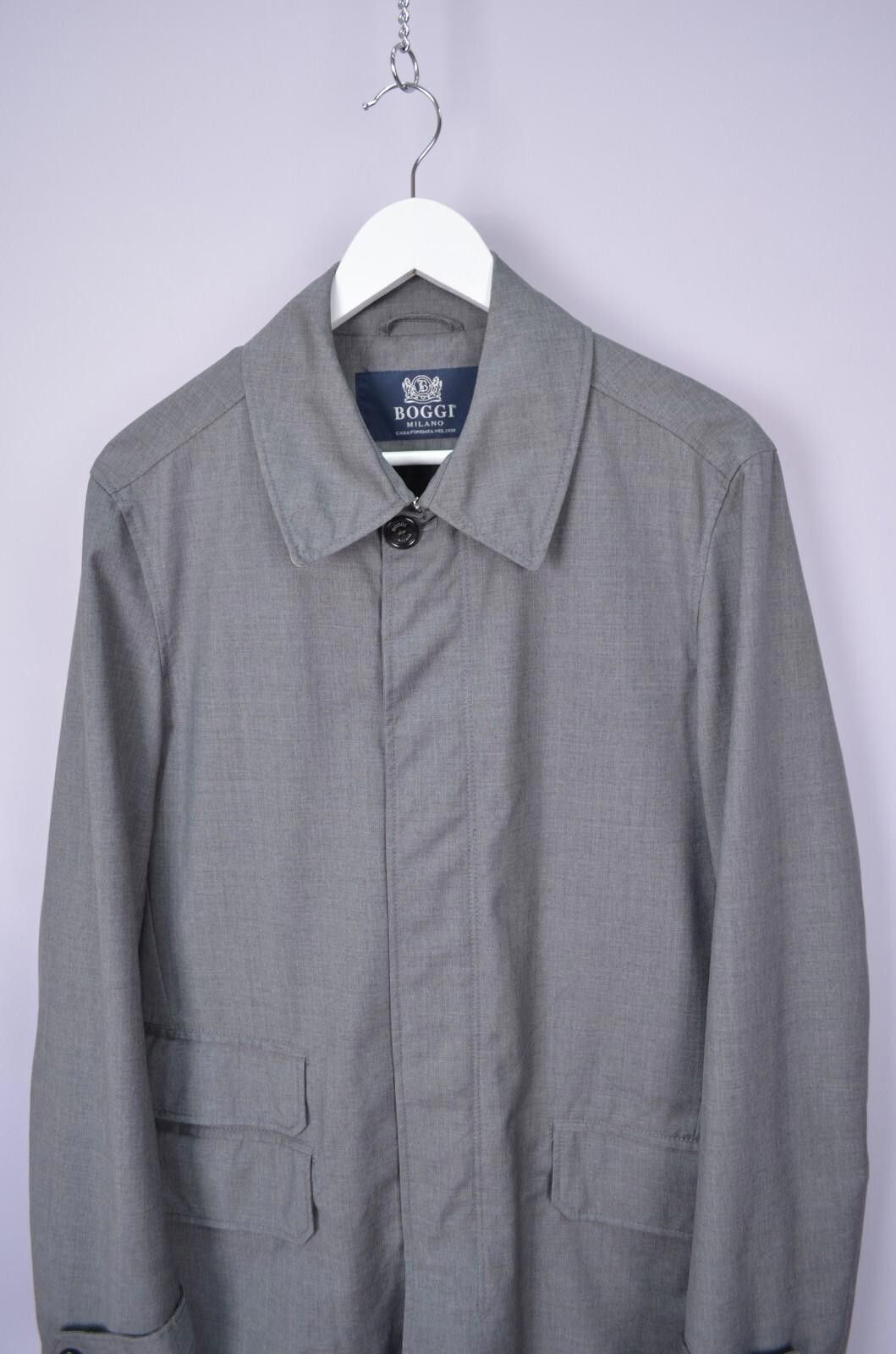 Boggi Mens Boggi Milano Wool Gray Stretch Trench Coat Jacket Sz 50 Size US L / EU 52-54 / 3 - 2 Thumbnail