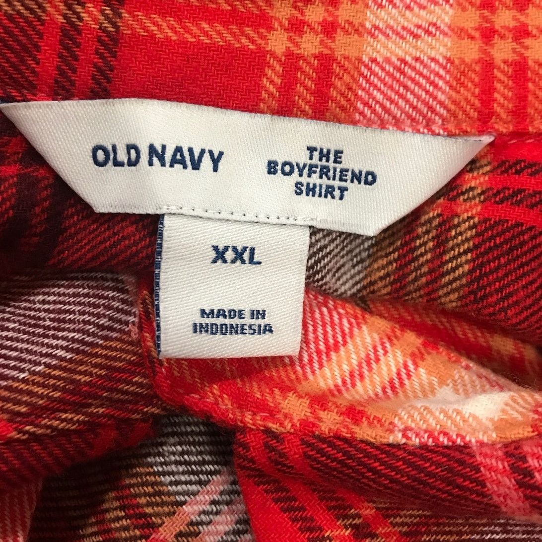 Other Old Navy Orange Plaid Flannel Collared Long Sleeve Top XXL Size XXL / US 16-18 / IT 52-54 - 3 Thumbnail