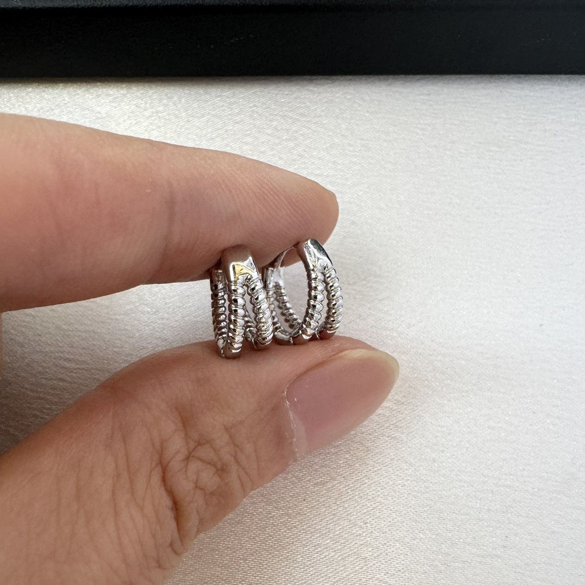 Designer Small Silver Hoop Earrings for Men Women Unisex Style Size ONE SIZE - 6 Thumbnail