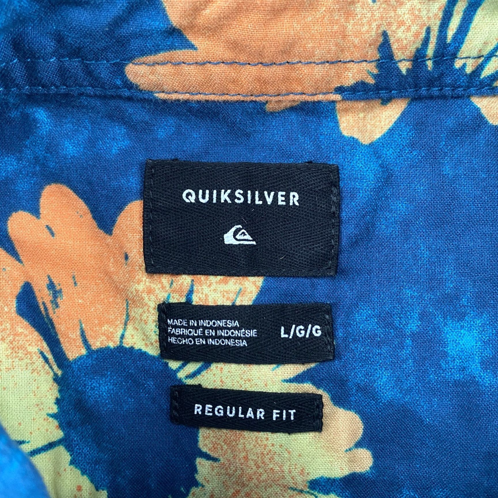 Quiksilver Quiksilver Shirt Mens Large Blue Floral Hawaiian Button Up Regular Fit Size US L / EU 52-54 / 3 - 7 Thumbnail