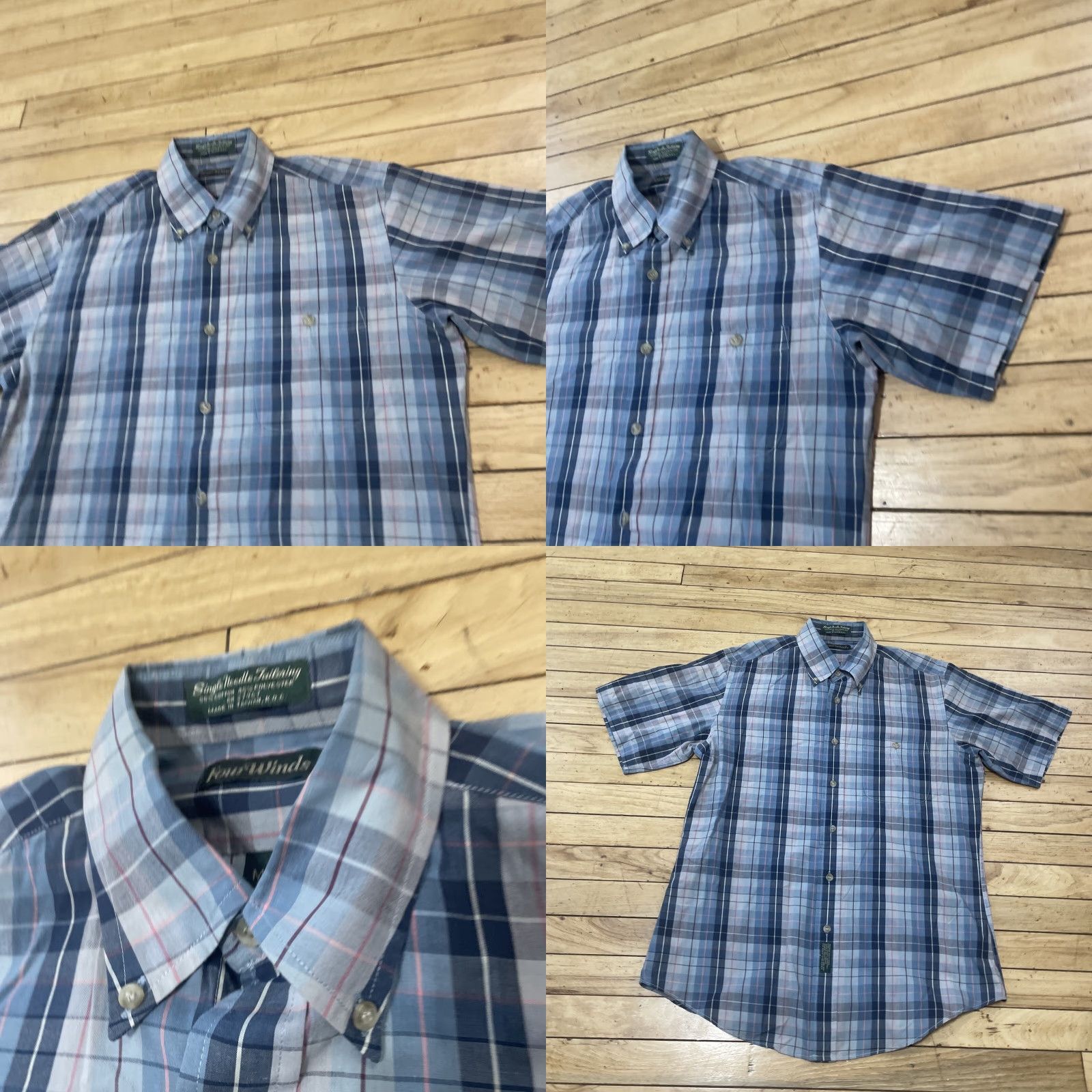 Vintage Vintage Four Winds Button Up Shirt Men M Blue Gray Plaid Short Sleeve Casual Size US M / EU 48-50 / 2 - 9 Thumbnail