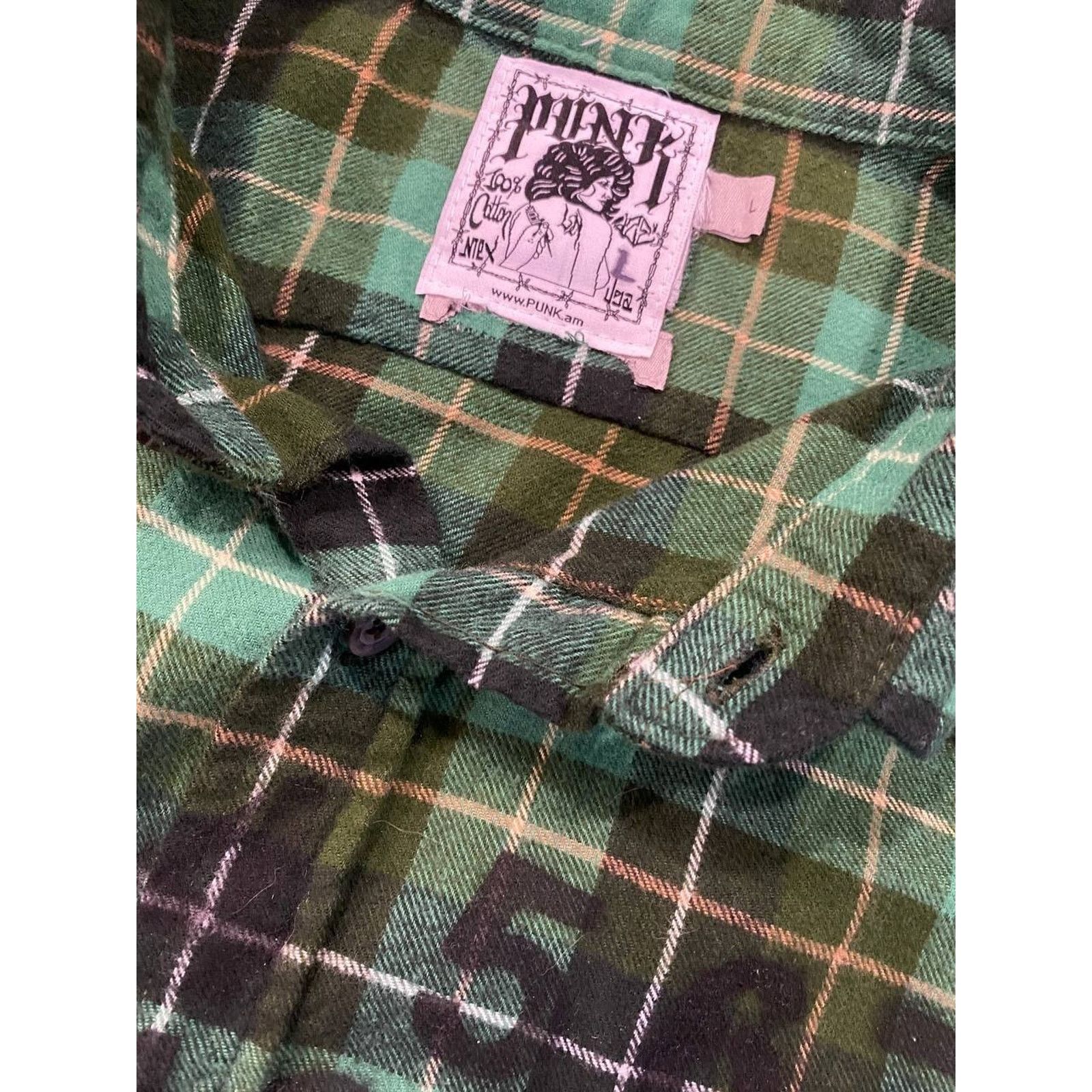 Other PUNK LA Anarchy Green Plaid Flannel Metal Grunge Crop sz L Size US L / EU 52-54 / 3 - 7 Thumbnail