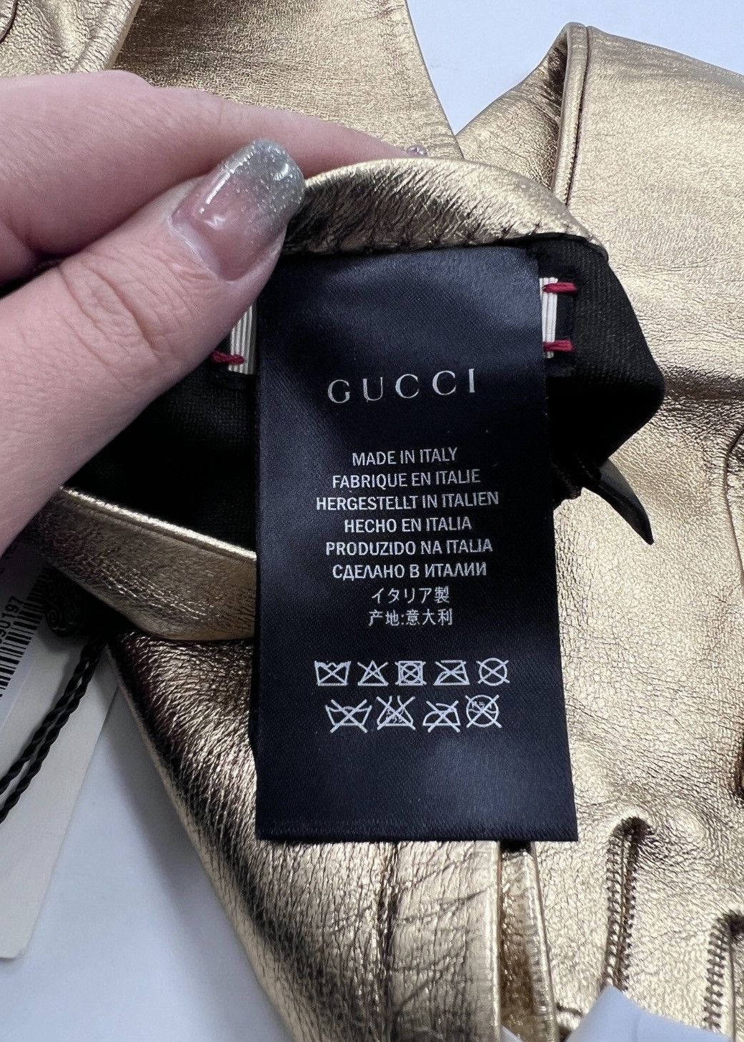 Gucci Gucci Fingerless length Leather Gloves In Gold Size ONE SIZE - 5 Thumbnail