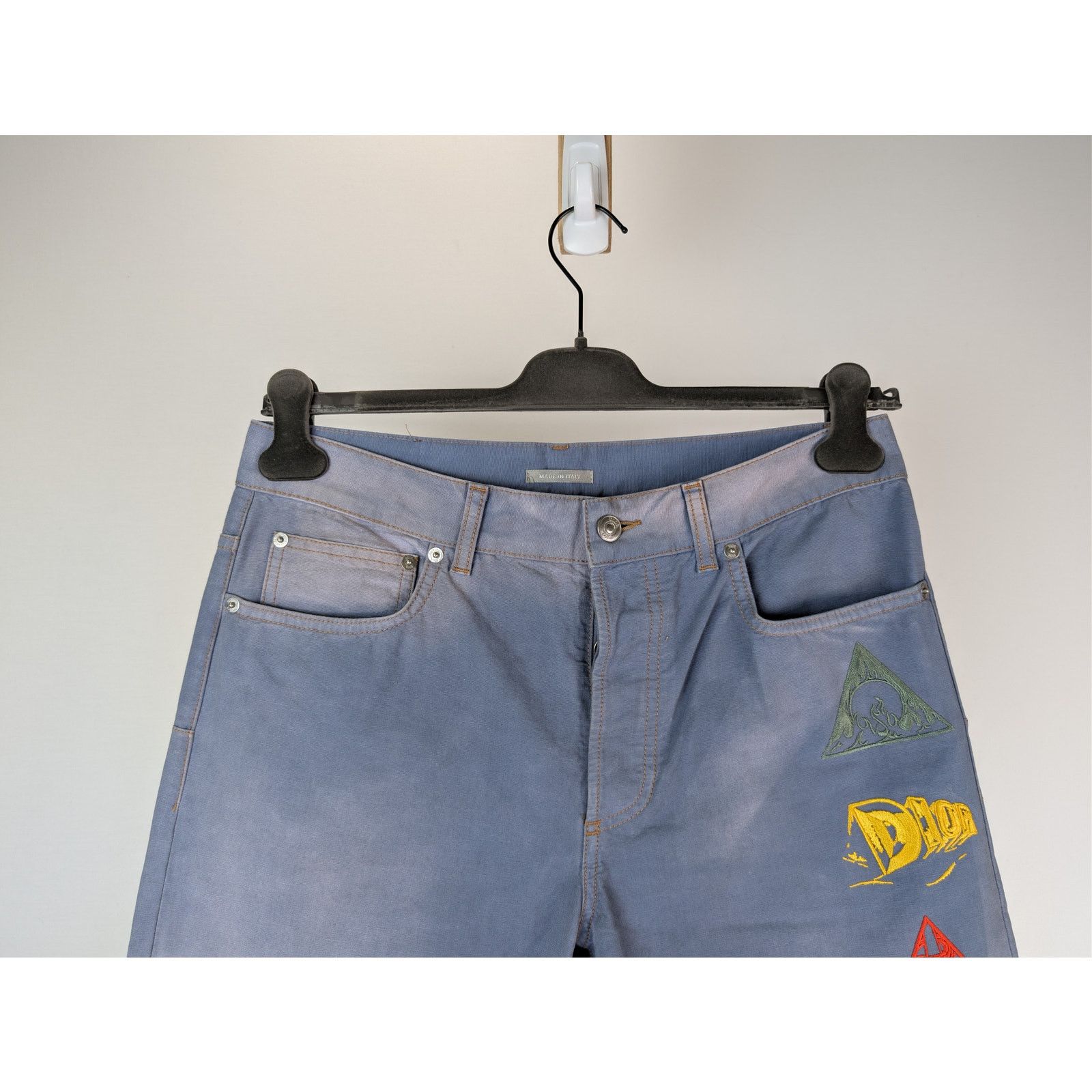 Dior o1rshd1 Embroidered Logo Patch Jeans in Light Blue Size US 32 / EU 48 - 2 Thumbnail