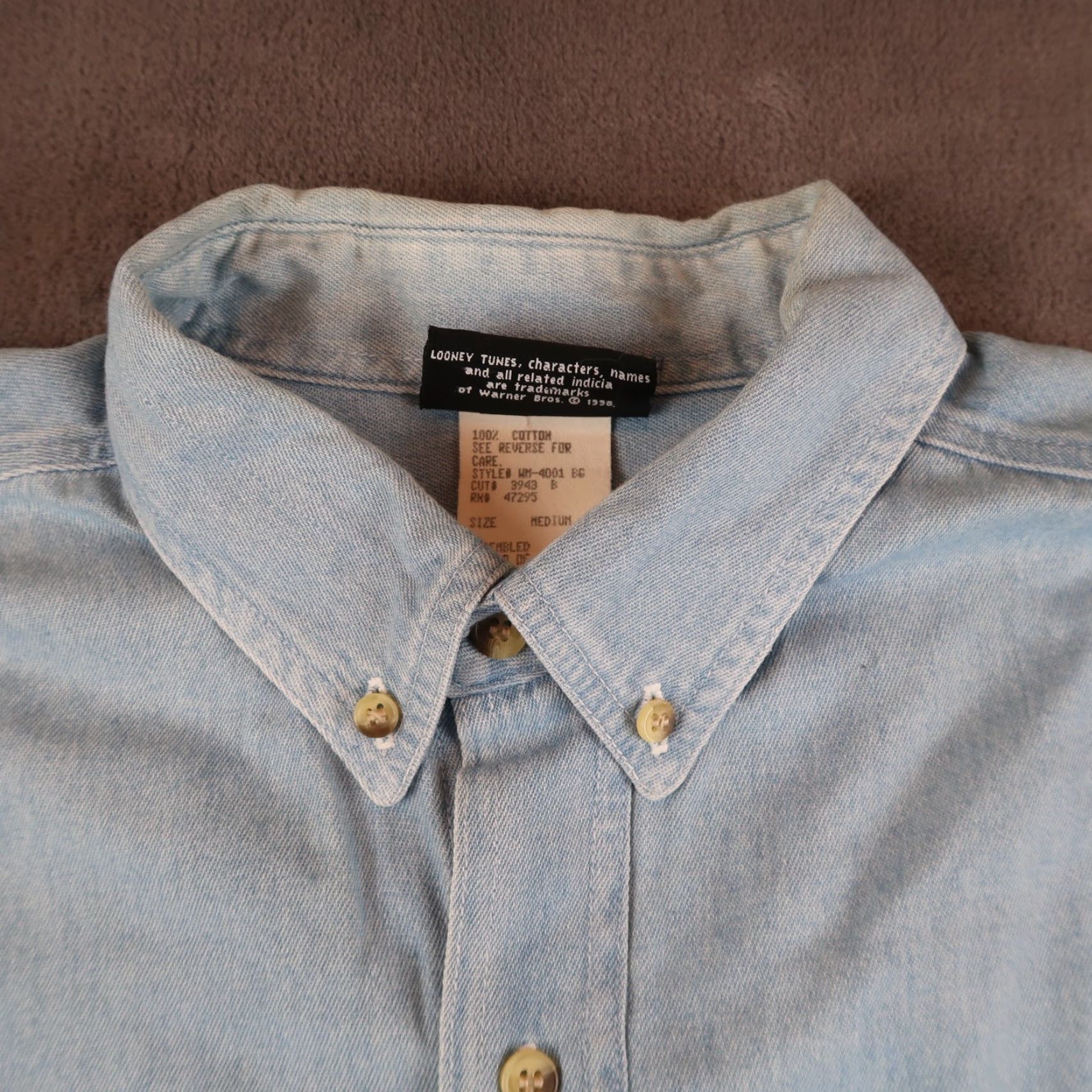 Vintage VINTAGE Warner Bros. Denim M Shirt Shacket Marvin the Martian Embroidered Button-Up Casual Shirt Mens 90s Cartoon Retro Funny Blue Size US M / EU 48-50 / 2 - 4 Thumbnail