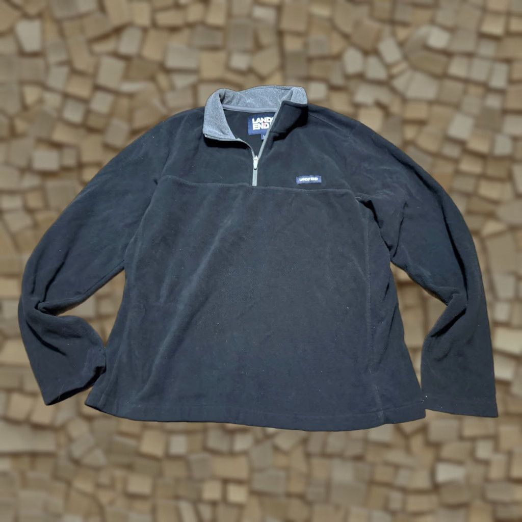 Lands' End Lands' End Sweater Mens Size Large Tall Gray Black Quarter Zip Pullover Modern Knit Mock Neck Cardigan Style Jumper Pullover Casual Mens Size US L / EU 52-54 / 3 - 1 Thumbnail