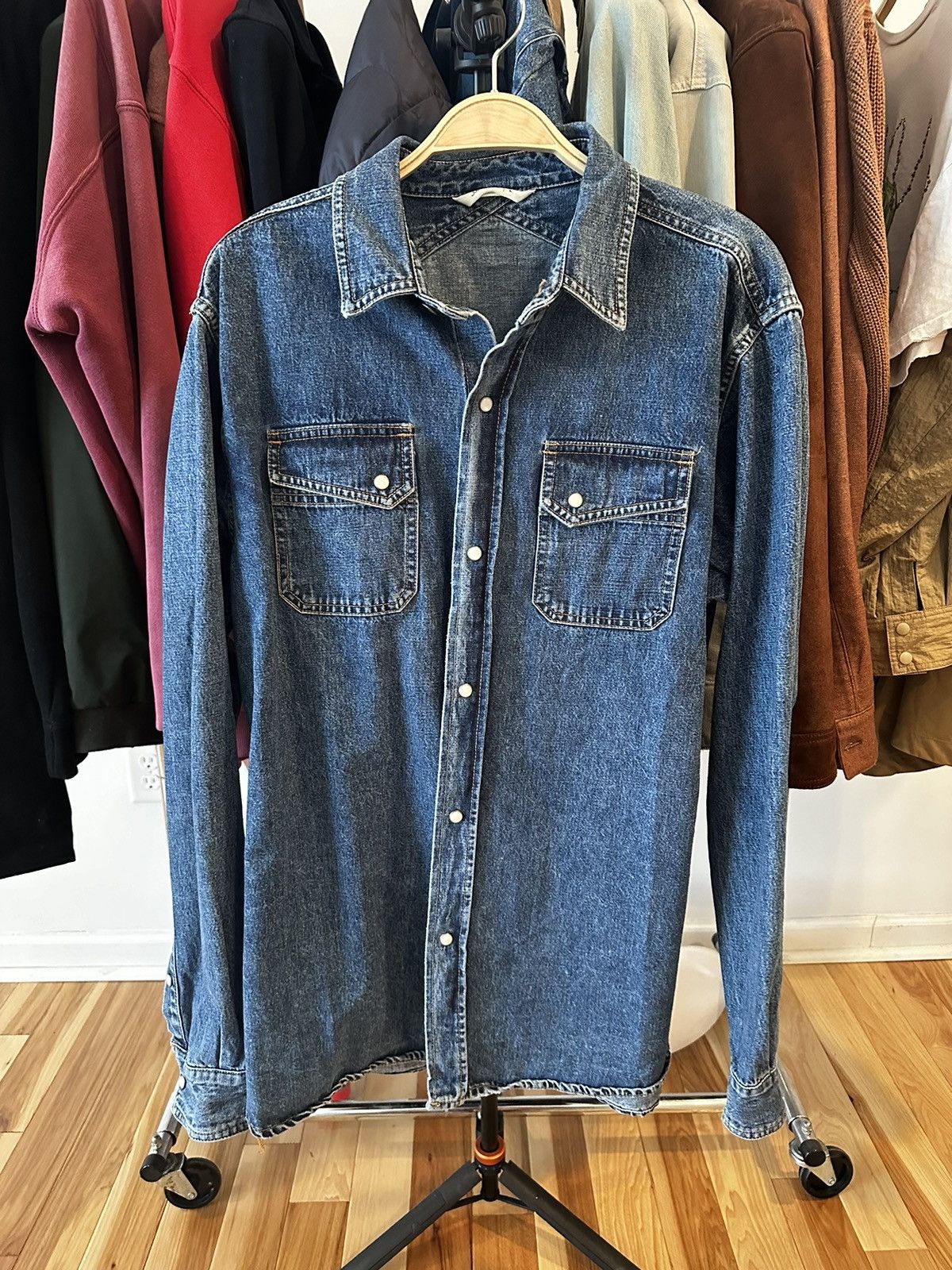 Pre-owned 3sixteen Crosscut Western Stonewashed Denim Shirt