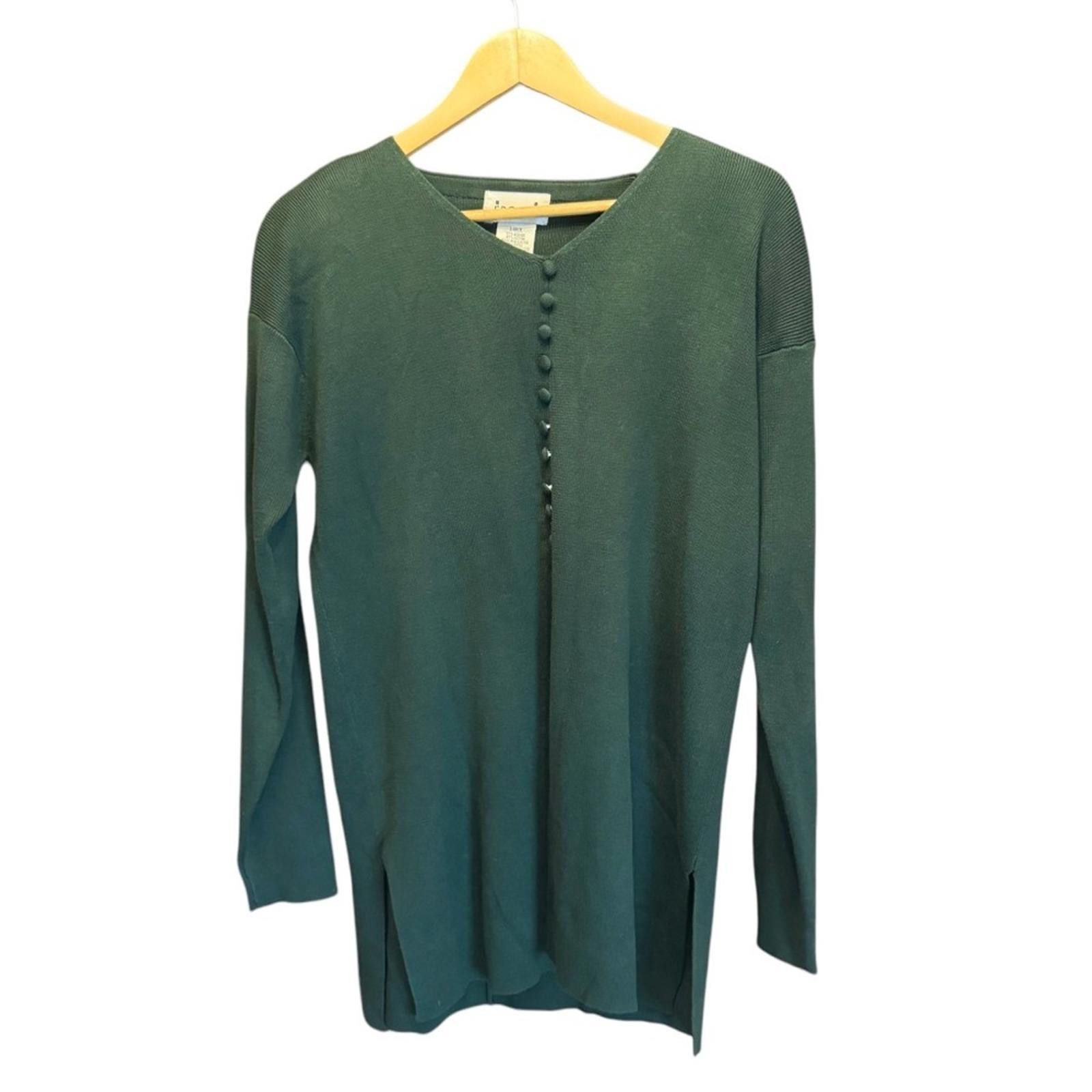 Designer NWT. EPOGEE. Women's Dark Green Button Blouse. Size Large. Size L / US 10 / IT 46 - 6 Thumbnail