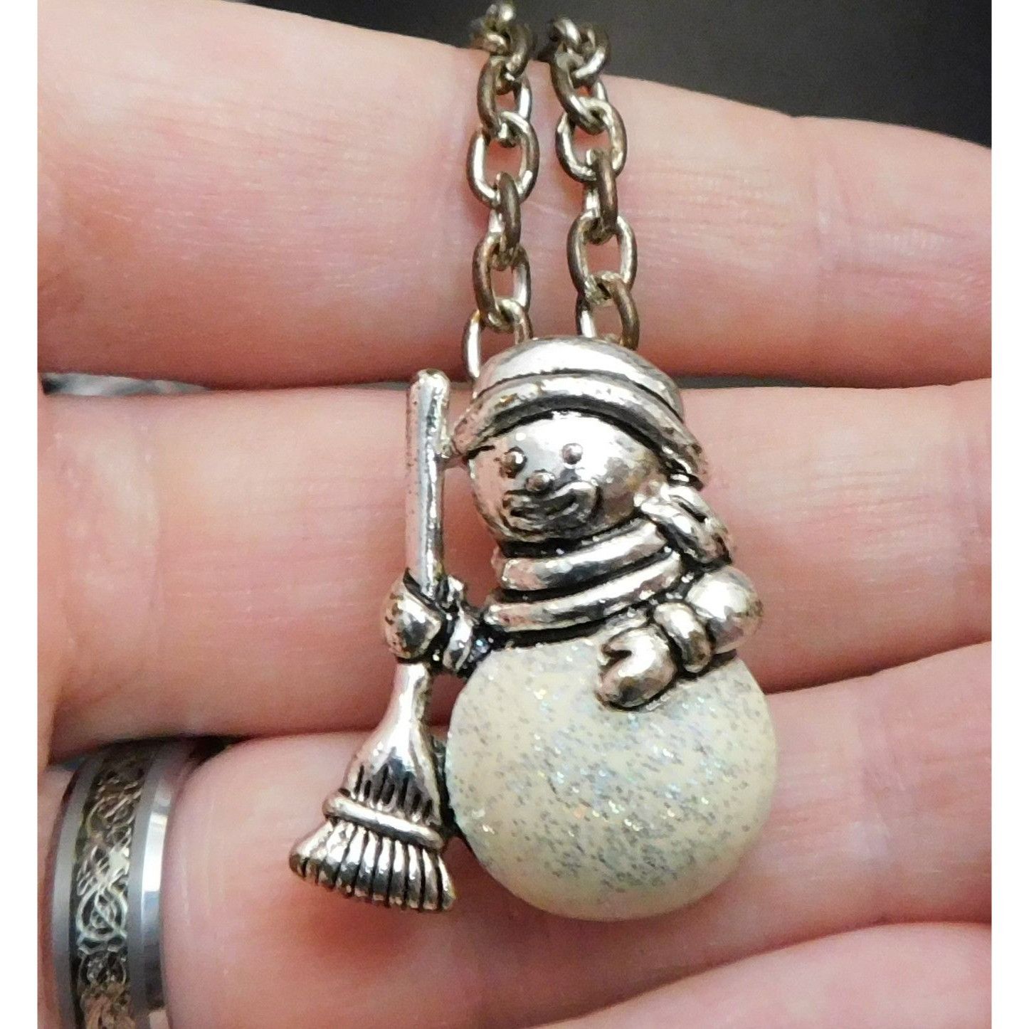 Other Vintage Silver Glitter Snowman Necklace/Brooch Size ONE SIZE - 2 Thumbnail
