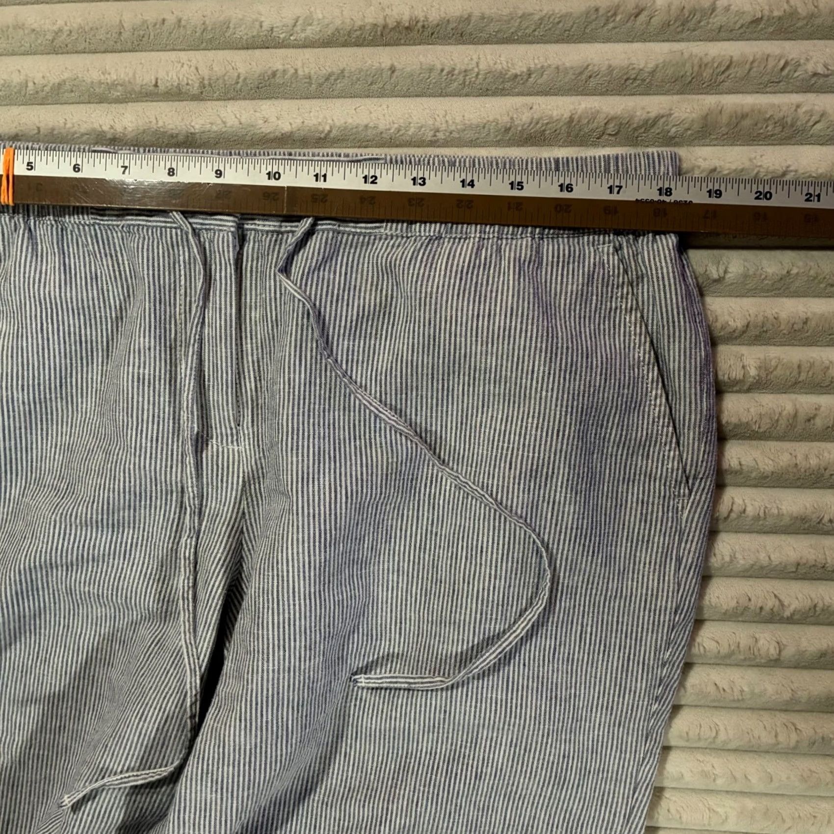 Talbots Talbots Petite Striped Pants Women's 16P Wide Leg Drawstring Waist Blue Size 38" / US 16 / IT 52 - 7 Thumbnail