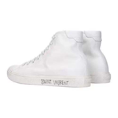 Saint Laurent Paris o1s1wg111024 Malibu Canvas Leather Mid Top Sneakers in White Size US 9 / EU 42 - 4 Thumbnail