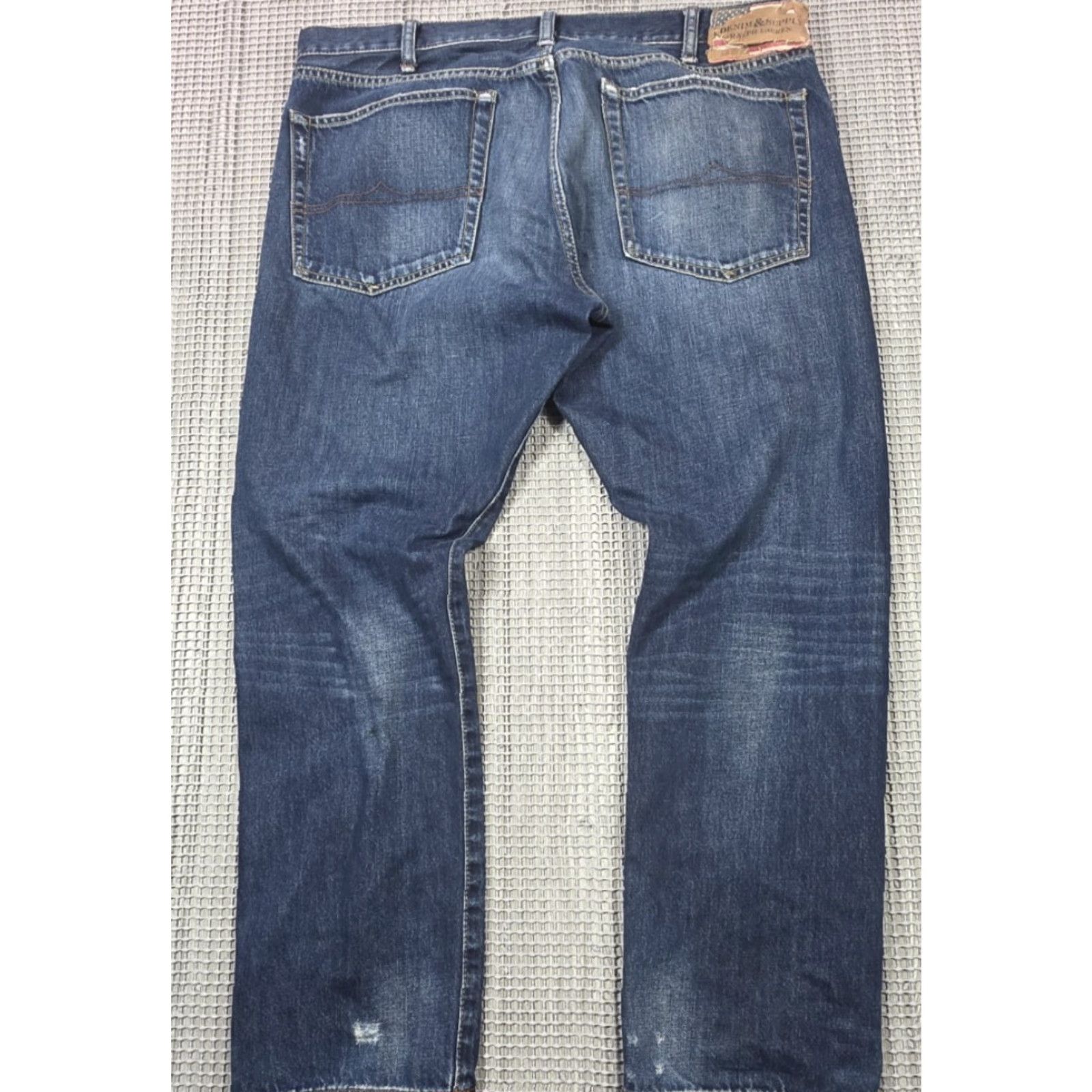 Ralph Lauren Denim & Supply Ralph Lauren Slim Fit Mens Jeans Dark Fade Distress Wash Size 38x30 Denim Jeans Straight 5-Pocket Mens Blue Regular Fit 38x30 Size US 38 / EU 54 - 2 Thumbnail