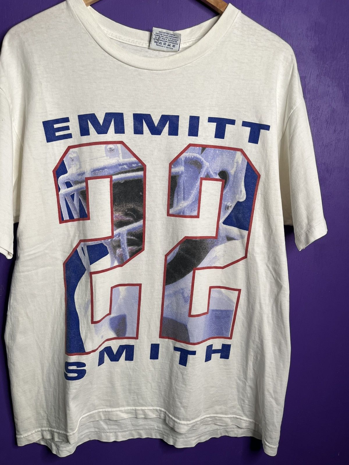 NFL × Reebok × Vintage Vintage 90s Reebok Emmitt smith big numbers tee Size US L / EU 52-54 / 3 - 3 Thumbnail