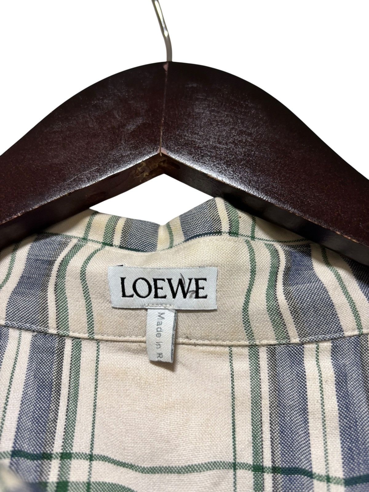 Loewe LOEWE Casual Patchwork Shirt SZ 43 Beige Leather Pocket Logo Size US XL / EU 56 / 4 - 4 Thumbnail