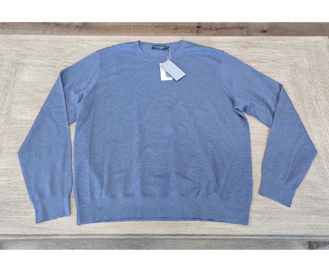 Ralph Lauren Purple Label Textured Crewneck Sweater Blue 2XL