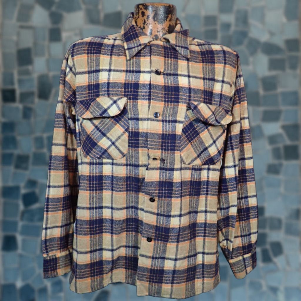 Pendleton VINTAGE 70s PENDLETON MENS MEDIUM BUTTON LOOP COLLAR WOOL SHIRT Size US M / EU 48-50 / 2 - 1 Thumbnail
