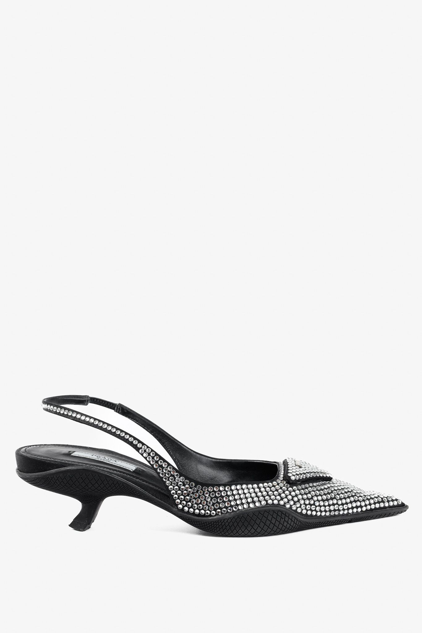 Prada Prada Black Satin Crystal Sling-Back Pumps Size US 6.5 / IT 36.5 - 1 Thumbnail