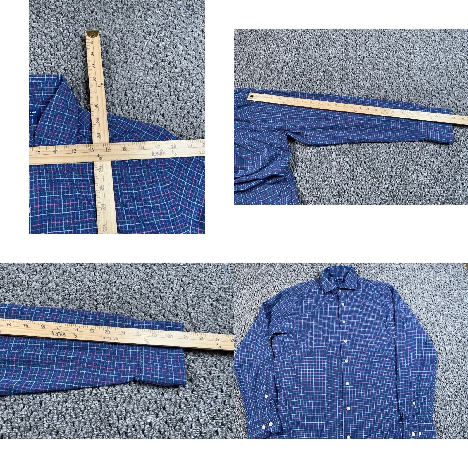 Peter Millar Peter Millar Shirt Long Sleeve Adult Large Blue Nylon Spandex Cutaway Collar Check Pattern Button-Up Casual Mens Nylons Lightweight, Stretch Size US L / EU 52-54 / 3 - 8 Thumbnail