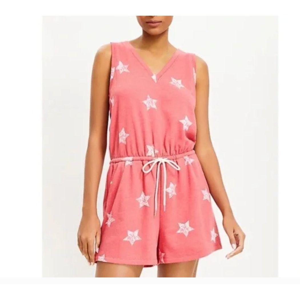 Lou & Grey Lou & Grey Star Print Drawstring Romper Red Sleeveless M Size 30" / US 8 / IT 44 - 1 Thumbnail