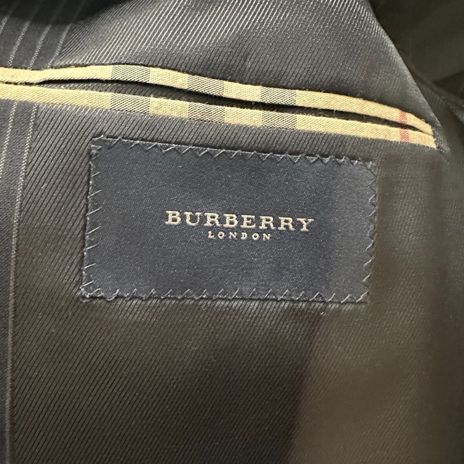 Burberry Burberry Blazer Jacket Men's 44L Navy Blue Pinstripe Lapel Size 44L - 5 Thumbnail