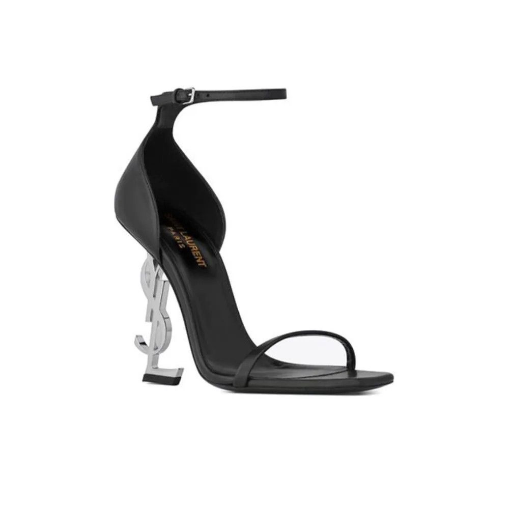 image of Saint Laurent Paris O1S1Wg110124 Opyum Sandals In Smooth Leather In Black, Women's (Size 8)