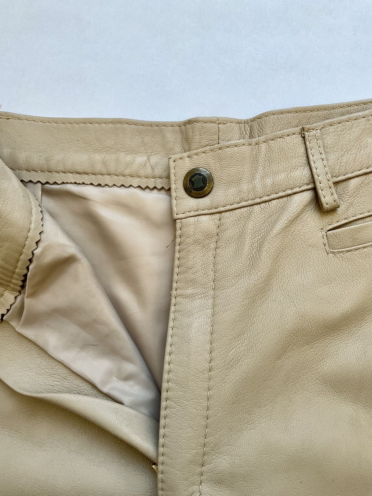 Vintage Beige leather pants Size 28" / US 6 / IT 42 - 5 Thumbnail