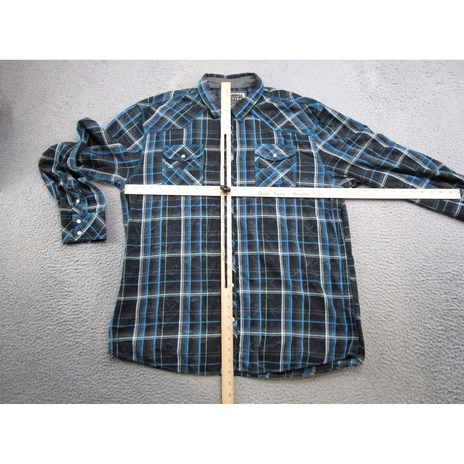 Vintage BKE Men’s Western Athletic Fit Long Sleeve Blue Plaid Pearl Snap Shirt Size 2XL Size US XXL / EU 58 / 5 - 4 Thumbnail