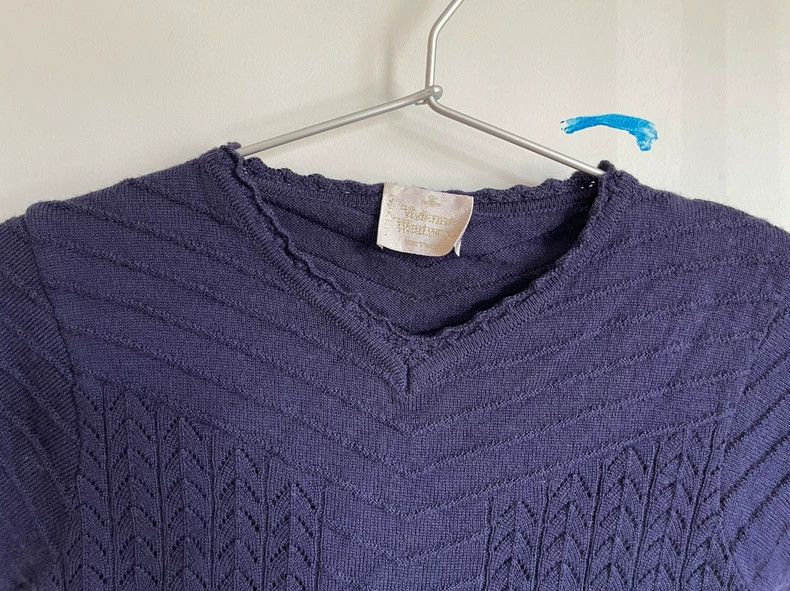 Vivienne Westwood Vivienne Westwood Purple wool wavy v-neck top Size S / US 4 / IT 40 - 2 Thumbnail