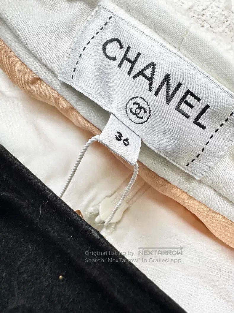 Chanel Chanel 21S early spring white tweed braided wide-leg trous Size 24" / US 00 / IT 34 - 5 Thumbnail