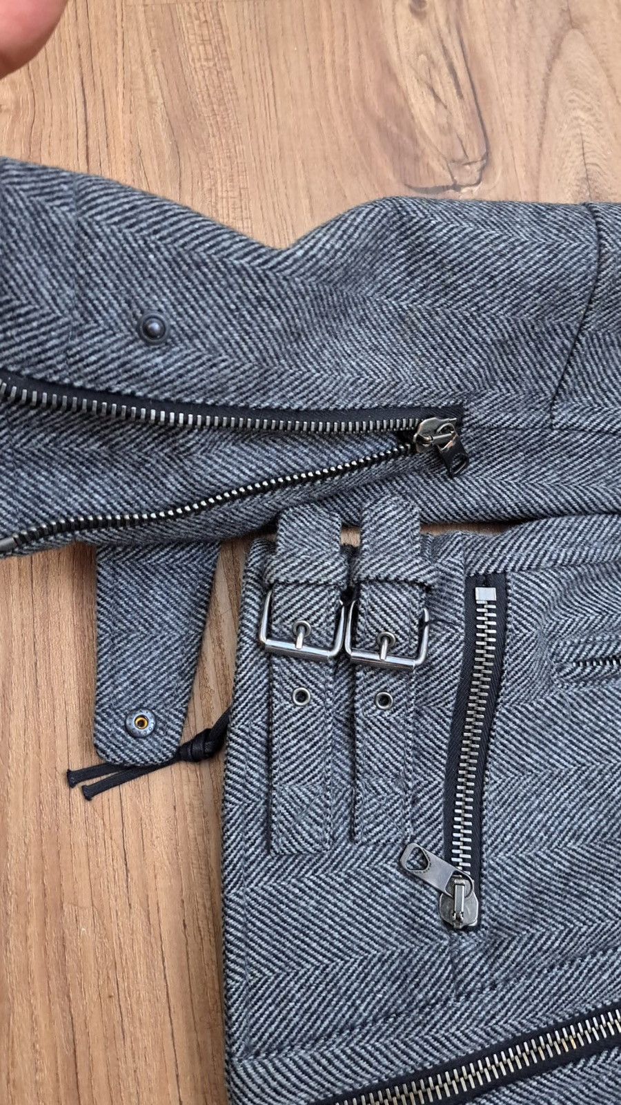 Diesel Black Gold Herringbone Wool Biker Jacket Diesel Black Gold FW14 Size US M / EU 48-50 / 2 - 5 Thumbnail