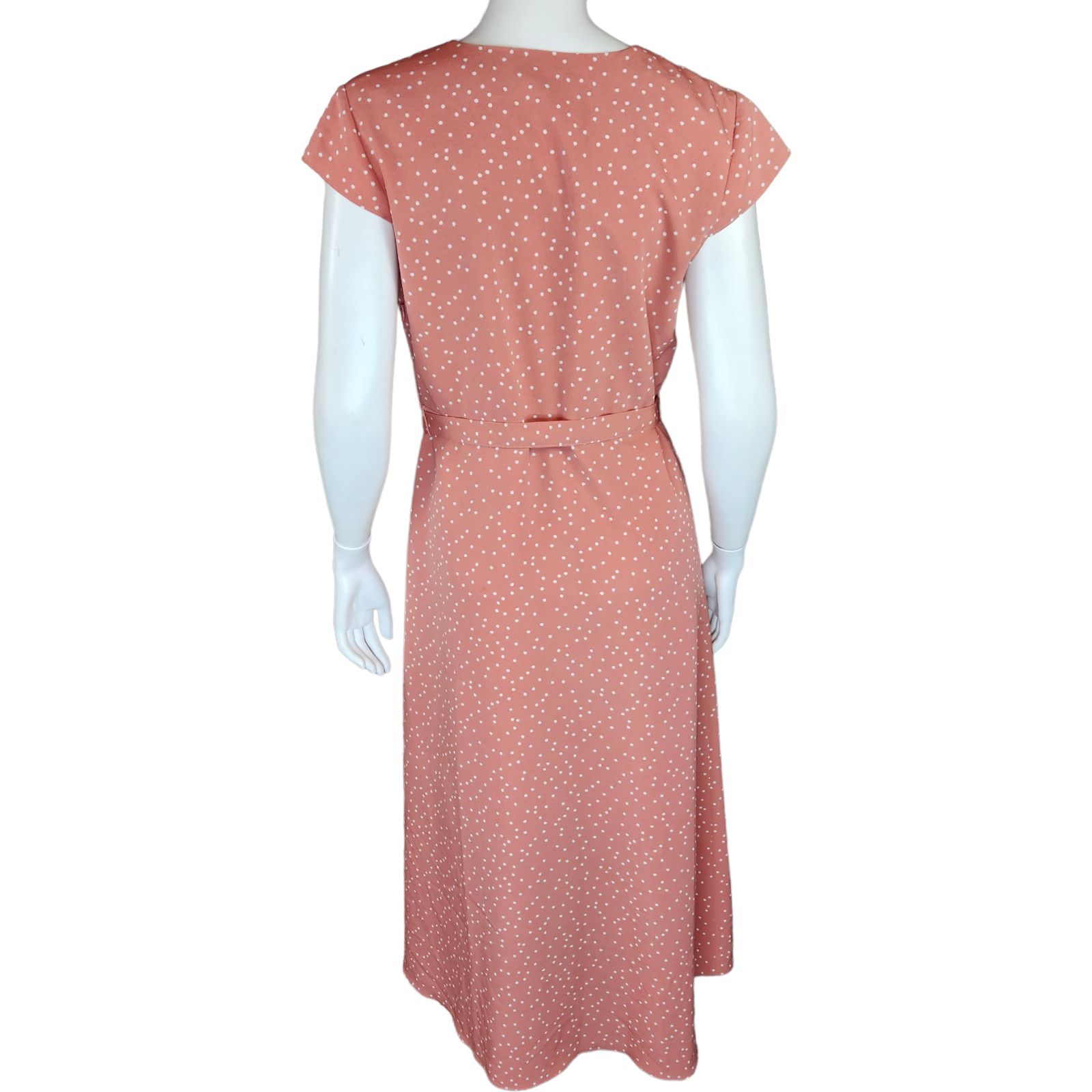 Madison Madison Womens Medium Peach Polka Dot Wrap Dress W/ Belt Size M / US 6-8 / IT 42-44 - 7 Thumbnail