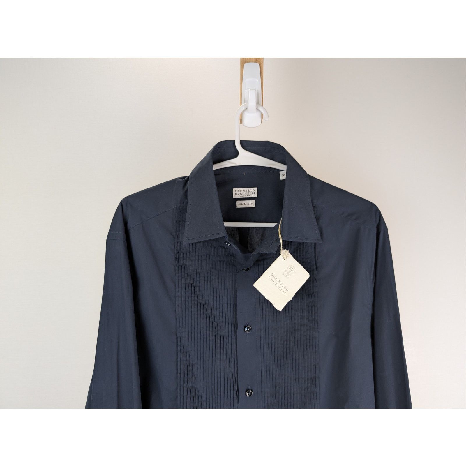 Brunello Cucinelli o1rshd1 CC20 Tuxedo shirt with pleating for Man in Navy Blue Size US M / EU 48-50 / 2 - 3 Thumbnail