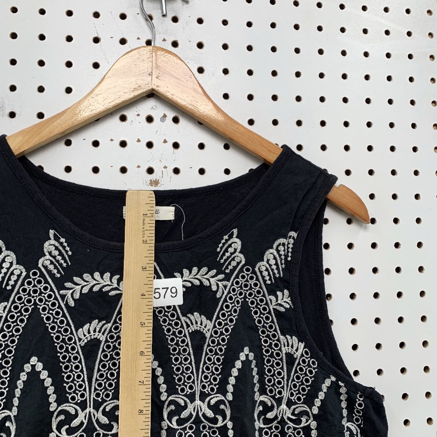 Madewell Madewell Embroidered Tank Top Womens Medium Black Sleeveless Cotton Casual Spring Summer Size M / US 6-8 / IT 42-44 - 7 Thumbnail