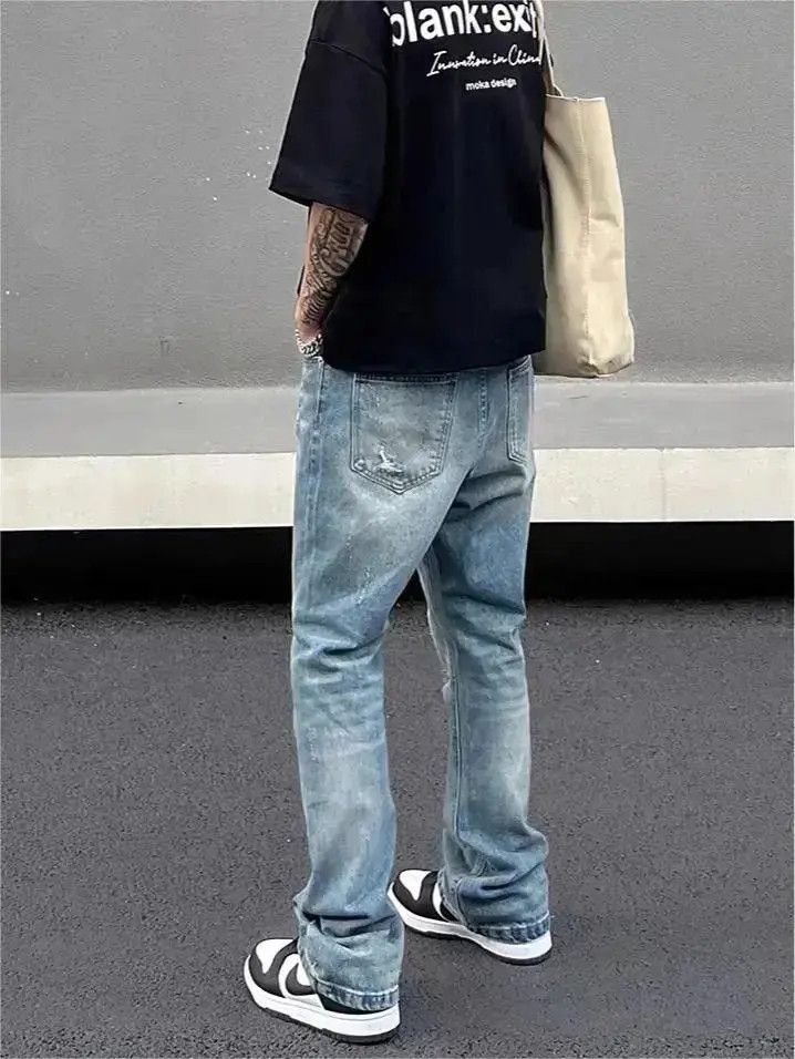 Japanese Brand Straight leg slimming distressed jeans Size US 32 / EU 48 - 5 Thumbnail