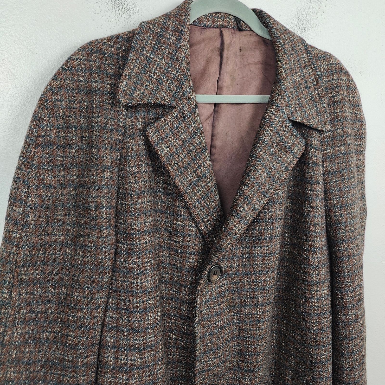 Harris Tweed × Roberto Cavalli Vintage 50s Harris Tweed Overcoat Mens Large Trotters Trench Size US L / EU 52-54 / 3 - 2 Thumbnail