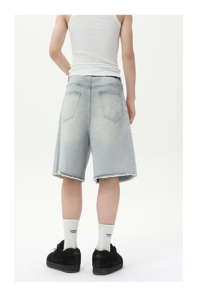 Japanese Brand × Jean Distressed vintage loose straight-leg men's denim shorts Size US 32 / EU 48 - 5 Thumbnail