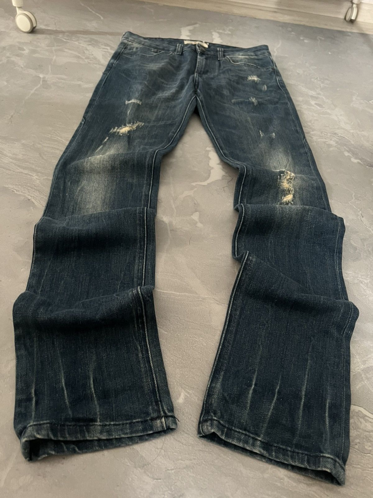 Japanese Brand Rare Y2K Archive Slim Jeans — Minimal Faded Streetwear Japan Size US 30 / EU 46 - 2 Thumbnail
