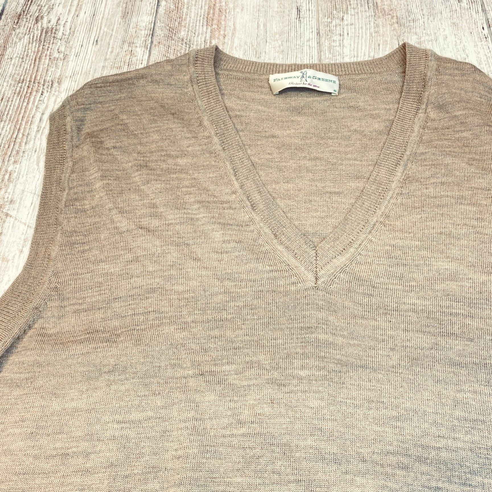 Vintage Fairway Greene Sweater Vest Mens XXL Beige Merino Wool Golf Sleeveless V Neck Size US XXL / EU 58 / 5 - 3 Thumbnail