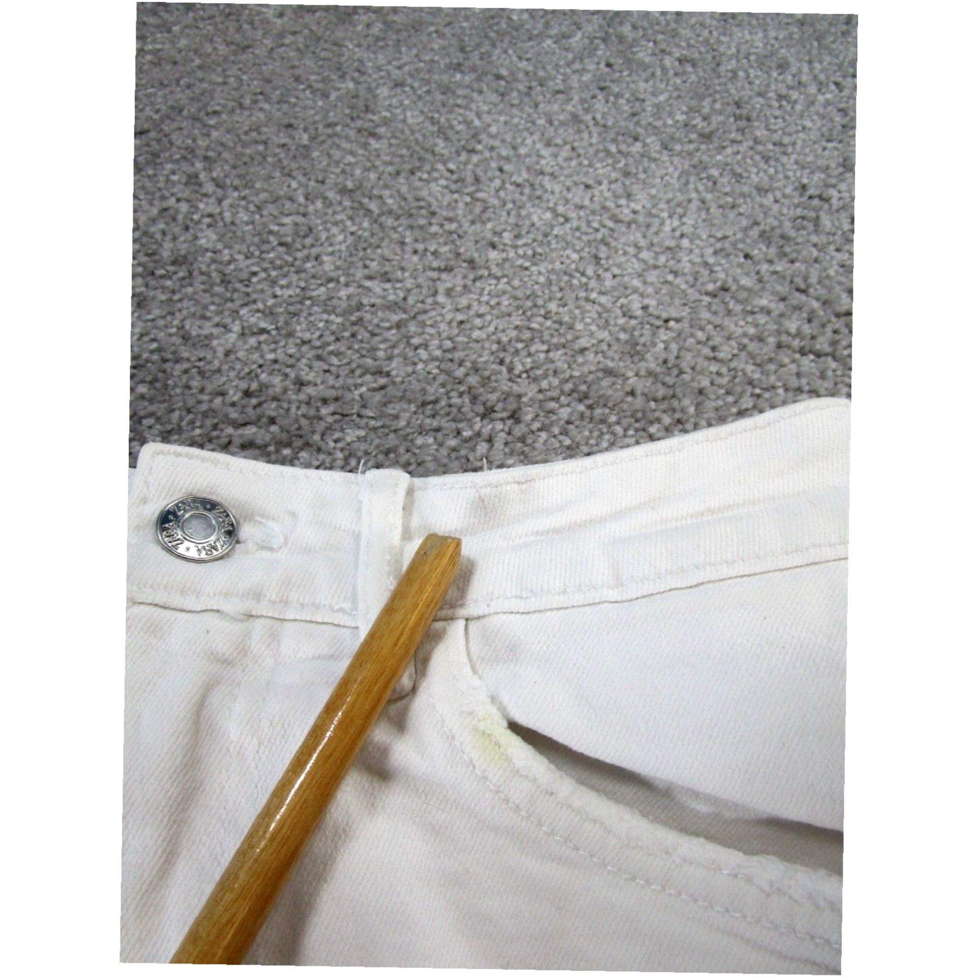 Zara Womens Zara Shorts 4 White Denim Cut Offs Extra Large XL Size 27" / US 4 / IT 40 - 4 Thumbnail