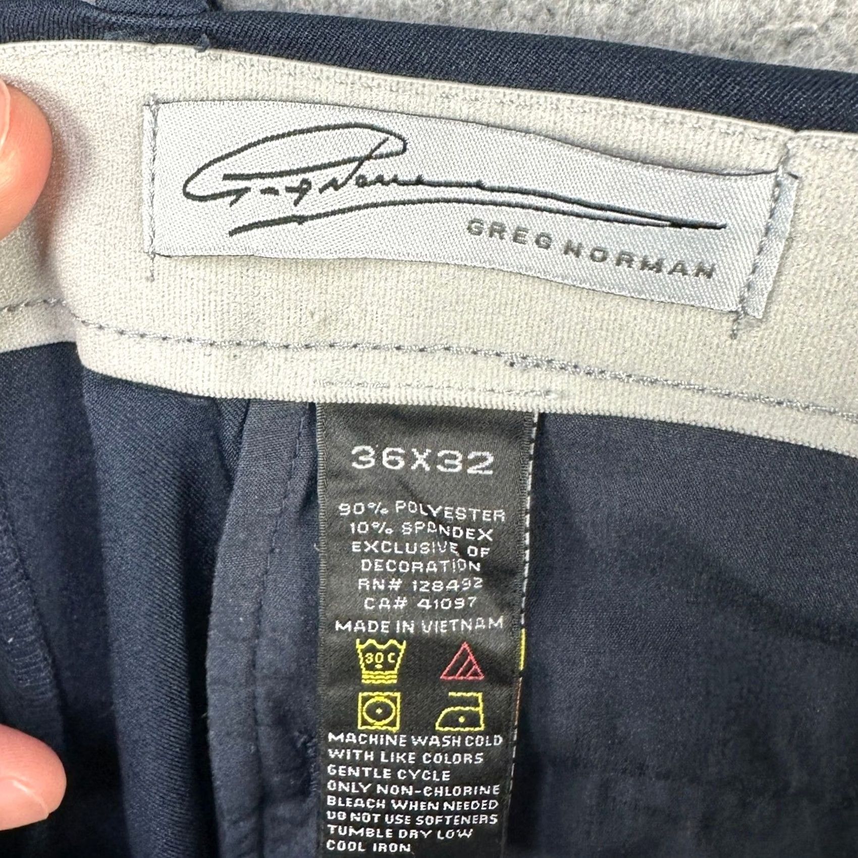 Vintage Greg Norman Men Chino Golf Pants 36X32 Blue Flat Front Stretch Athletic Straight Size US 36 / EU 52 - 4 Thumbnail