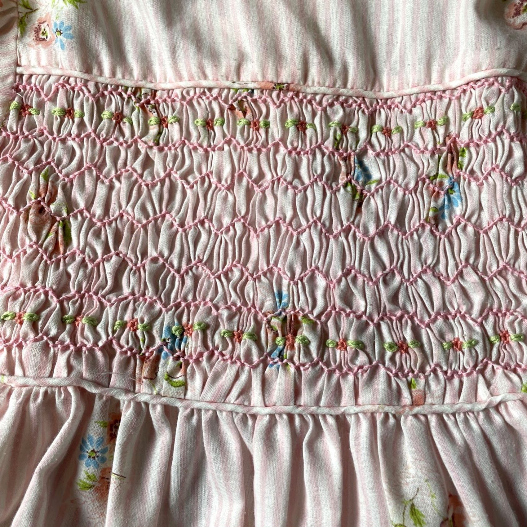 Annex VINTAGE Princess Anne Shirt? Dress Girls 4T Pink 1970s Hand Smocked Light Floral Size ONE SIZE - 3 Thumbnail