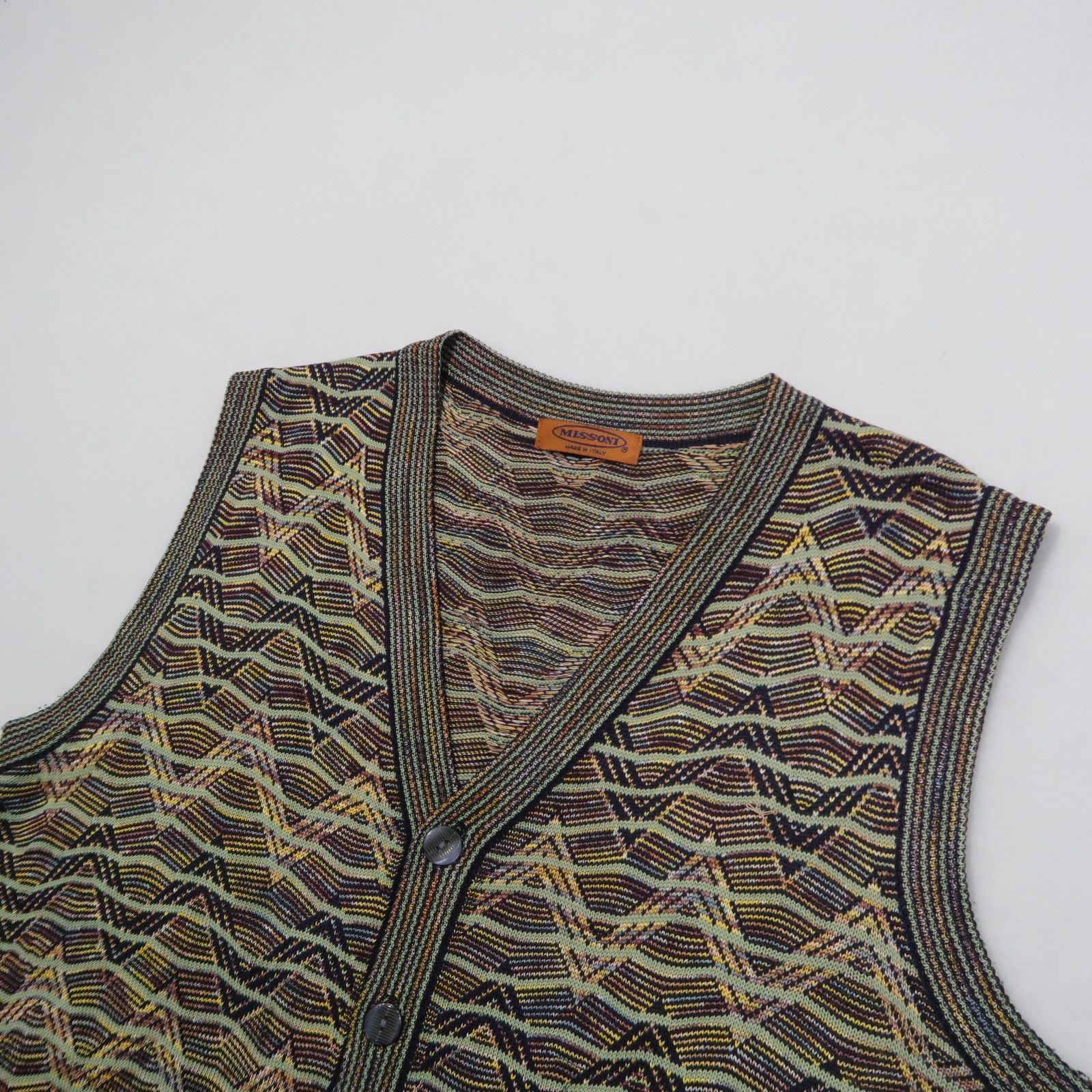 Missoni Vintage 90s Missoni Psychedelic Wave Cardigan Knit Vest Size US M / EU 48-50 / 2 - 3 Thumbnail