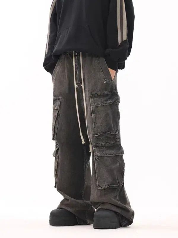 VIBE Vintage multi-pocket washed distressed micro-flared jeans Size US 28 / EU 44 - 7 Thumbnail