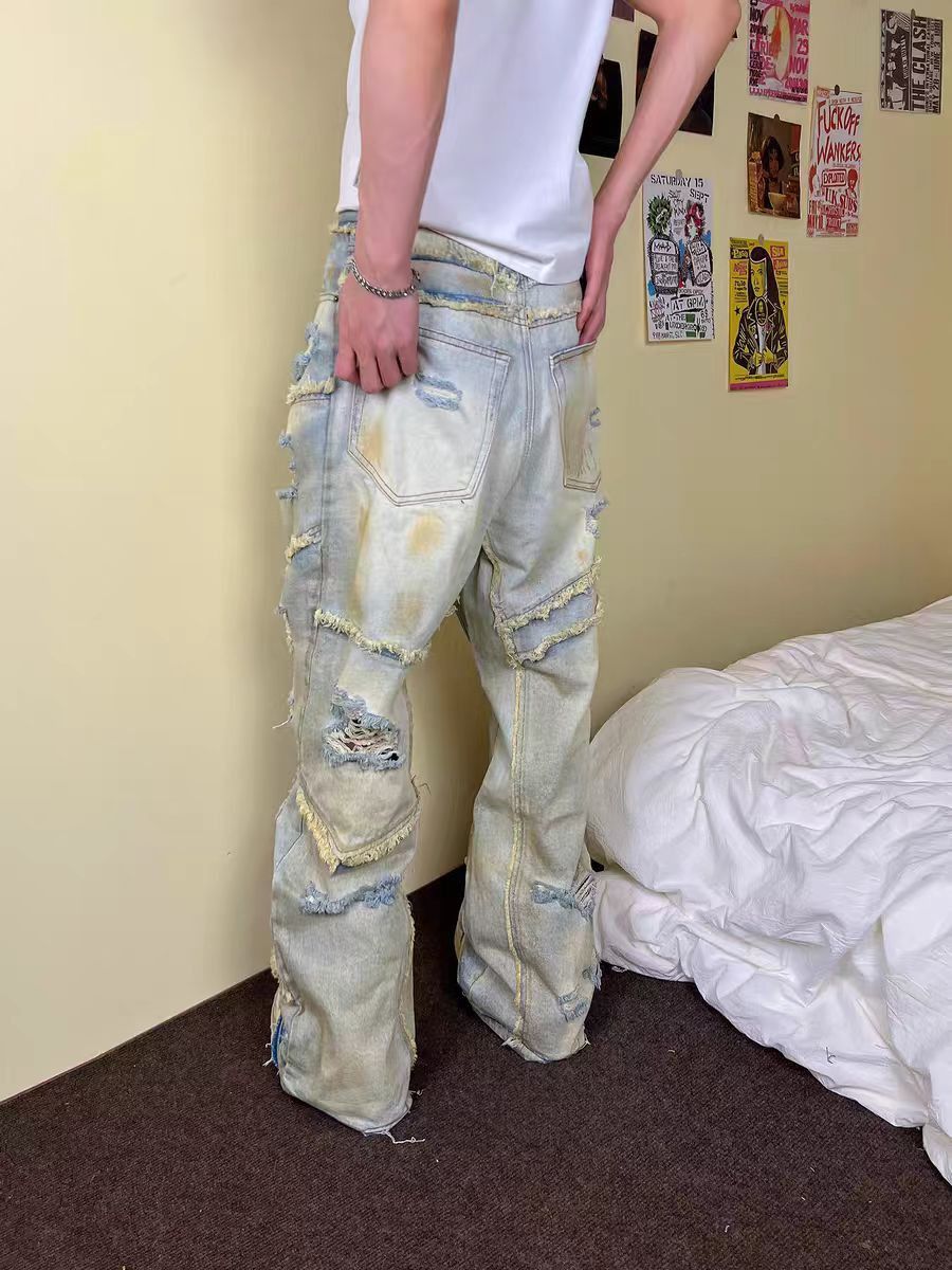 Japanese Brand Wasteland style washed and torn baggy micro flare y2k jeans Size US 30 / EU 46 - 2 Thumbnail