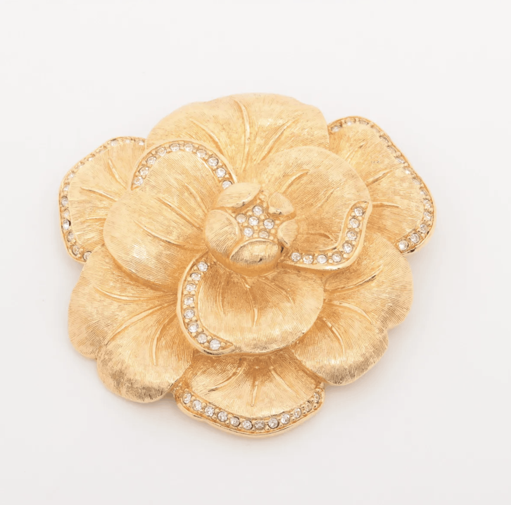 Dior Vintage Dior Gold Rhinestone "Camellia Flower" Brooch Gold Size ONE SIZE - 2 Thumbnail